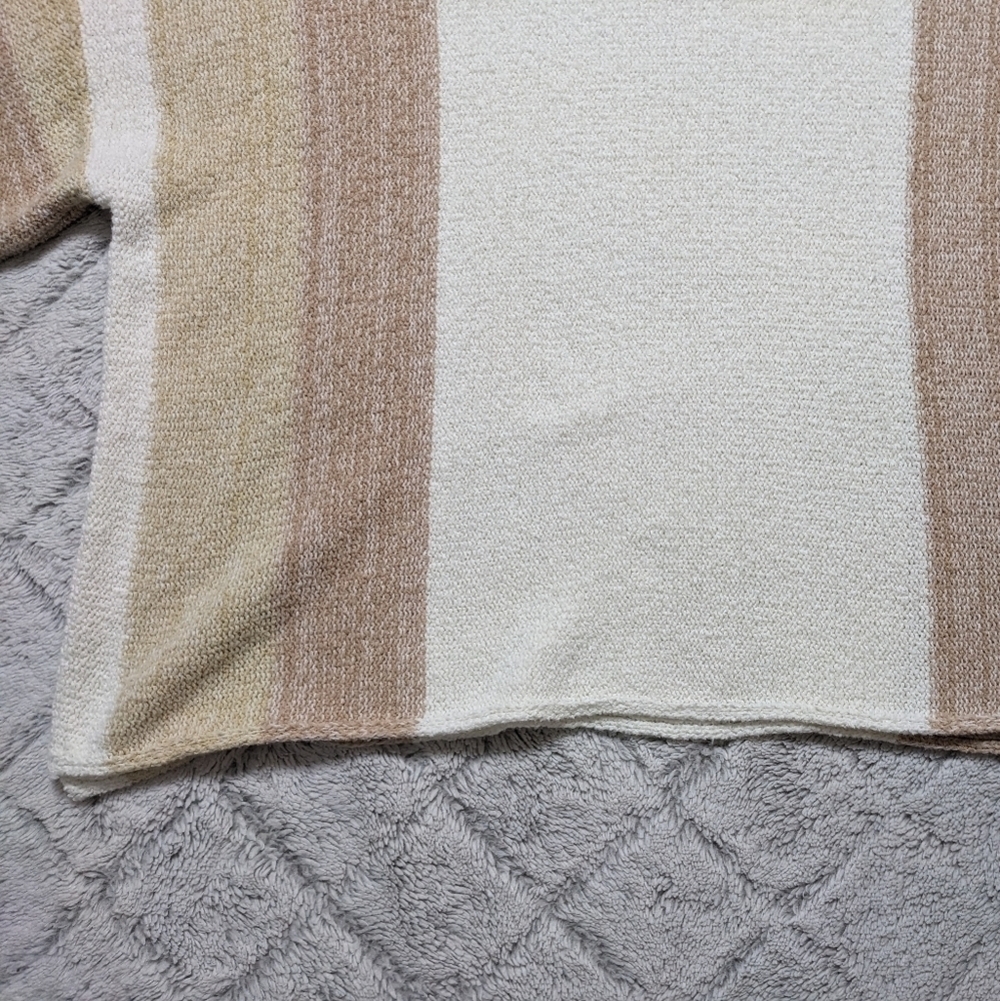 BKE Sweater Women's Small Cream Yellow Striped Knit Boxy Textured Pullover  - Picture 2 of 7